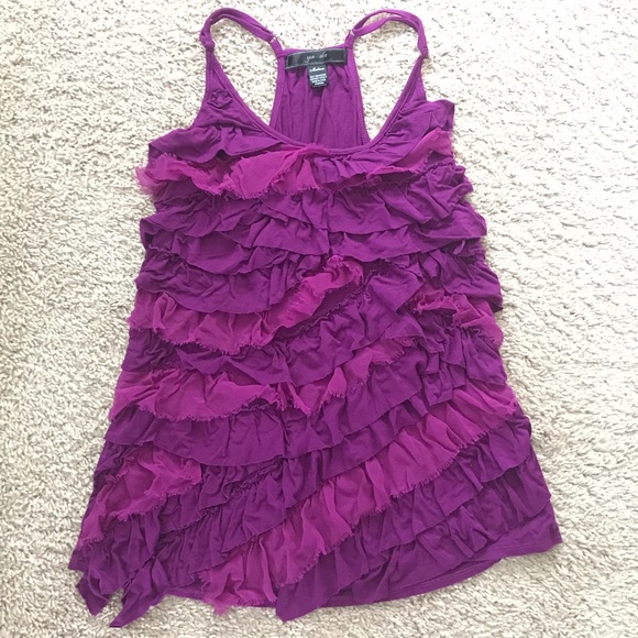 Silk Ruffled Racerback Tank - Picture 2 of 7